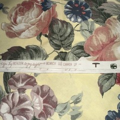 Richloom Floral Screen Print Fabric 108 X 55 Inches 3 Yard Yellow Upholstery VTG