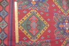 3 yds Stroheim Romann Fabric Linen Moroccan print Maras Red Pillows 54″ x 115″