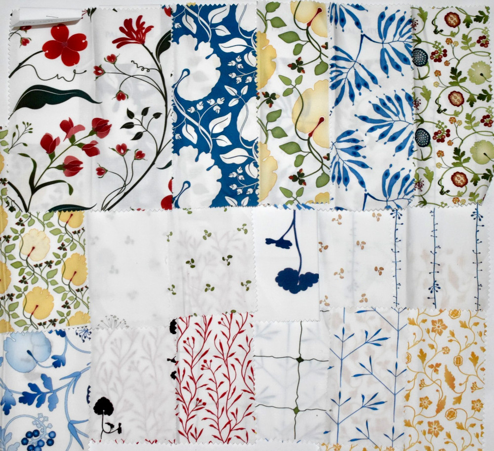 Lot 17 Pieces Palampore Fabric Samples Small Scale 100% Cotton 7″ x 9″ Botanical