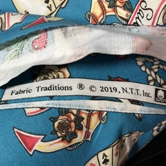 2019 Fabric Retro Sailor Tattoo Pin Ups Anchors Skulls Cotton Blue Multi 18×44″