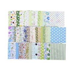 50pcs 10X10” Assorted GREEN BLUE Floral Cloth Squares Sewing Fabric Patchwork