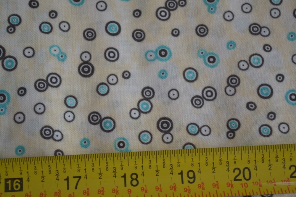 By 1/2 Yd, Turquoise & Black on Cream Fabric, Paintbrush/Hansen/Radiance, M8891