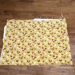 Chicken Rooster Print Cotton Fabric Yellow Red White Brown Vintage 68×48