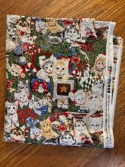HUGE Vtg Jenny Newland 44x108inch LARGE Christmas Cats Kittens Applejack Fabric