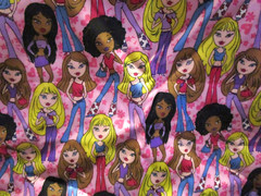 Bratz Fashion Dolls Design Satin feel Pink Fabric 56″ x 50″