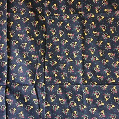 Timeless Treasures Christmas quilt fabric Black Holly Bows Horns 45″ x 44″