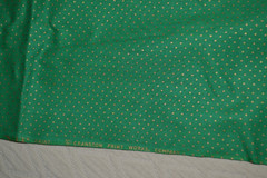 Cotton fabric, green with gold dots print, 43″ x 3 yards, preshrunk