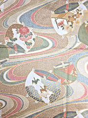P Kaufmann Fabric Japanese Yuzen Swirl Cranes Birds Upholstery VAT 55″x 2.6 Y