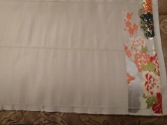 ANTIQUE SILK JAPANESE OBI FABRIC OFF WHT RED CORAL GRN BLK METALLIC GOLD SILVER
