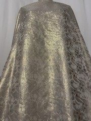 Luxury Silk Gold Lurex Brocade Champagne Tree Motif Fabric By The Yard 44″ Wide