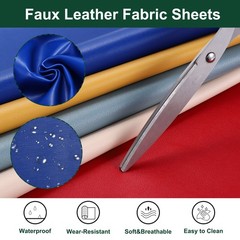 Faux Leather Sheets 12×36 Inch Solid PU Leather Fabric Dark Blue/White