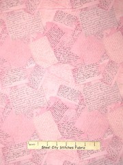 Love Letter Hand Writing Pink Fabric By the Yard Cotton by RJR Sweet Home
