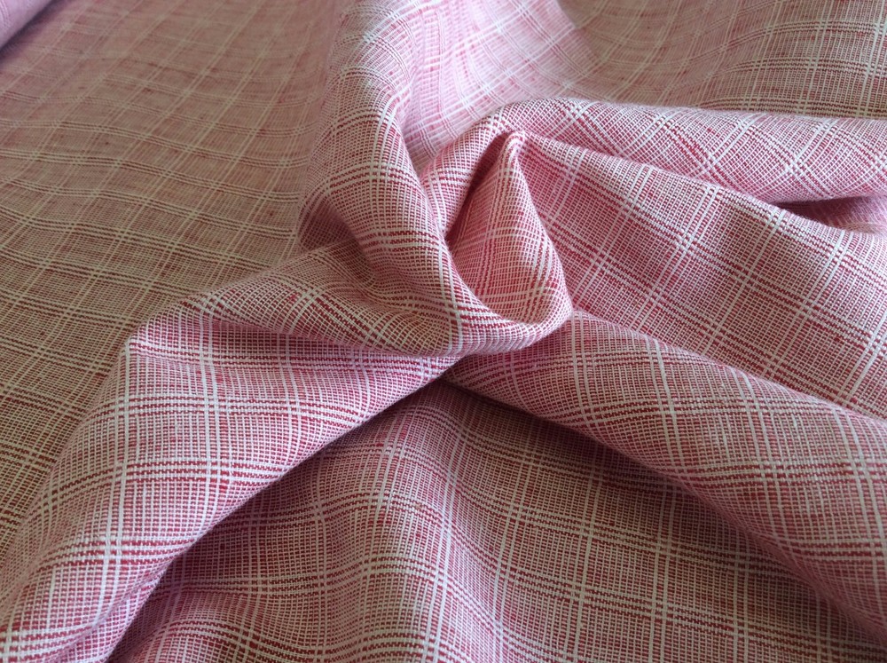 TANGO RED PLAID POLY COTTON- BY THE YARD