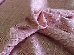TANGO RED PLAID POLY COTTON- BY THE YARD