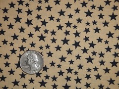 Star Fabric * Scattered Navy Star And Tan Cotton Calico Fabric * Sewing Fabric
