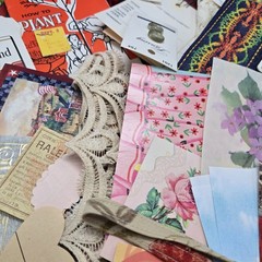 Junk Journal Lot 1 Lb Ephemera Trim Lace Fabric Craft Collage Paper Book Cover