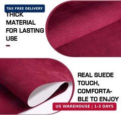 Suede Wrap for Car Interior 16″ x 59″ – Burgundy Self Adhesive Suede Fabric, Eas