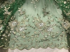 Rhinestone Floral Embroidery French Lace Fabric 50” Width Sold By The Yard