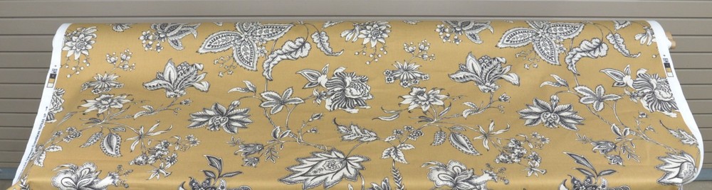 Braemore Design Screen Printed VAT Colors Floral Golden Caramel Fabric 56″W