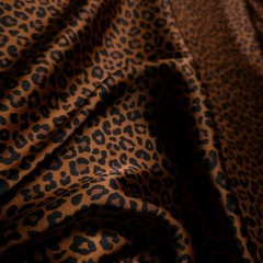 Copper Brown Black Cheetah Print Dull Satin Fabric58″ By The Yard Sewing Craft