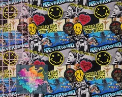 Custom 100% Cotton Woven Fabric Nirvana Band Grunge Alternative 1/4 Yard 9×56