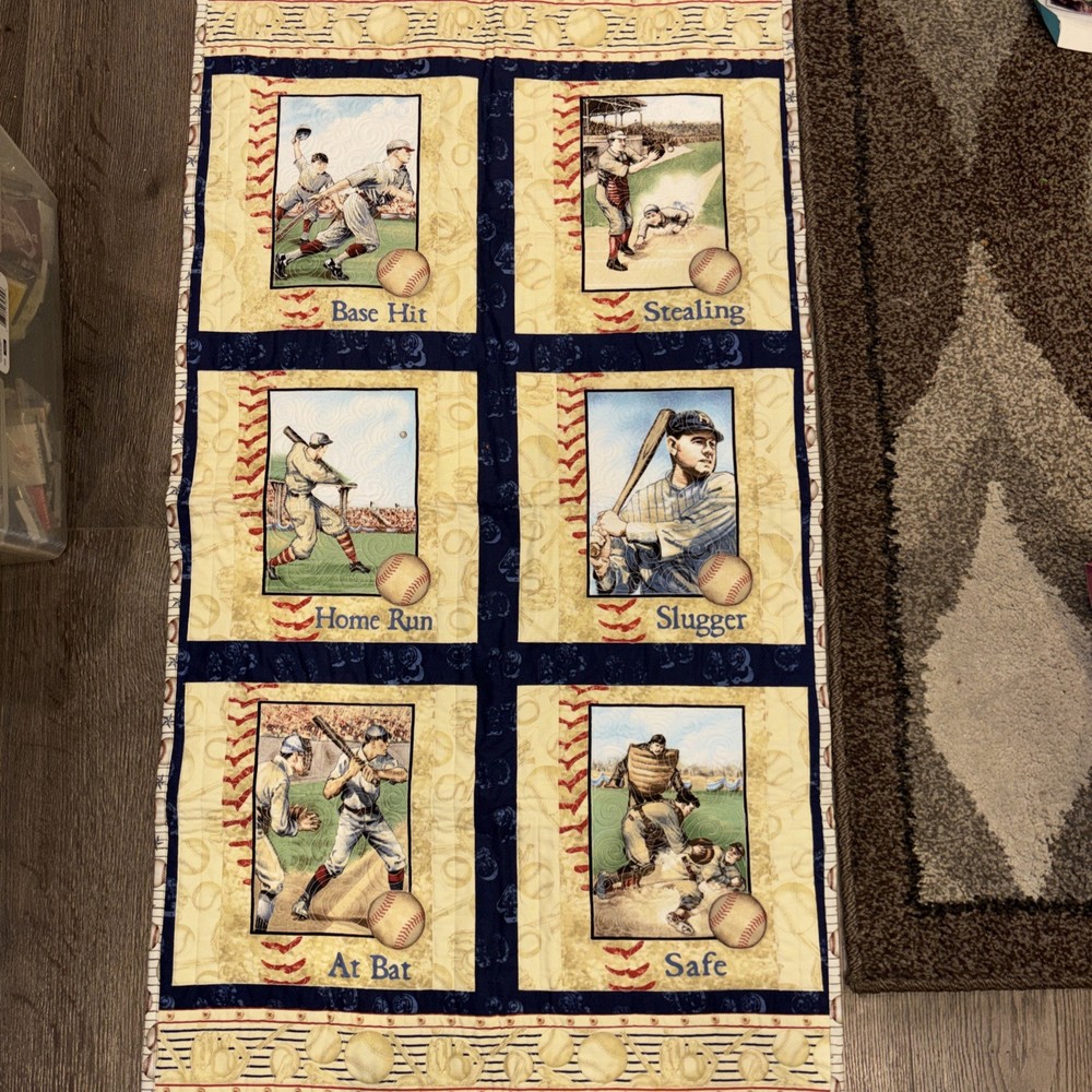 Game Time Baseball Fabric (6) By Panels by Benartex – NEW, 23” By 41”