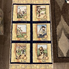 Game Time Baseball Fabric (6) By Panels by Benartex – NEW, 23” By 41”