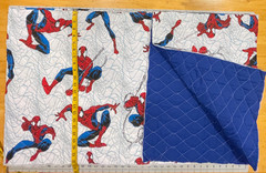 Marvel Spider-Man Quilted Fabric Pre-Quilted Blue Backing 2 3/8 Yards Action