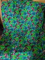 VTG Fabric Tahitian Floral Blue Green Purple Hibiscus 144×43 Tropical