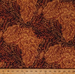 Cotton African Maps Gold Geometric Cotton Fabric Print by the Yard D378.45