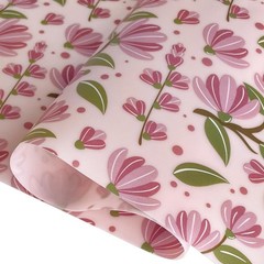 Flower Printed Pink Jelly Vinyl Roll 12×54 Inch Translucent PVC Fabric Box