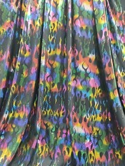 Multicolor Fire Print Foil Metallic Flames Spandex Fabric By The Yard Stretch