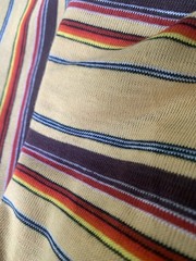 1.75 Yards Gold Yellow Red Brown Stripe Jersey Knit Fabric Soft 47” X 63”