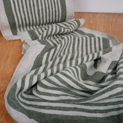 100% linen fabric 340gsm French grey green stripes grain sack vintage linen flax