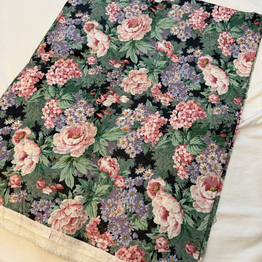 Vintage 1994 Cyrus Clark Rita Floral Fabric 45” x 85” Quilting