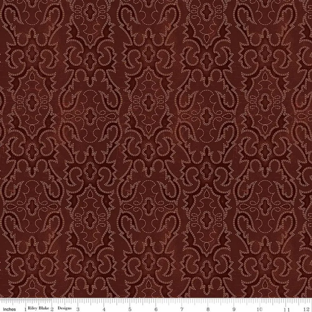 John Wayne American West Boot Stitching Marsala Cotton Fabric