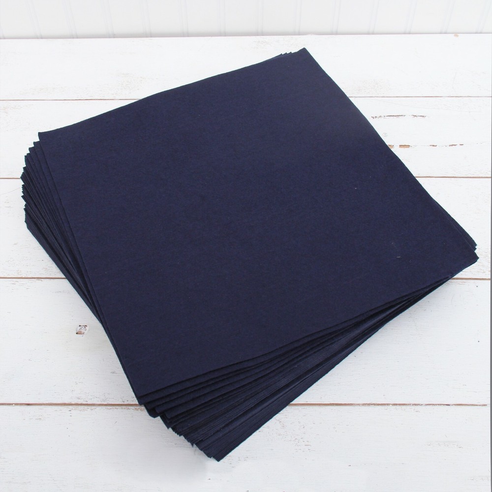 Premium Felt Sheets 50 Pack – 12″ x 12″ – Dk. Navy – Soft Wool-Like 1.2mm