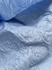 3D Rose Rosette embroidery Satin Fabric by the Yard Baby Blue Color