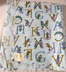 VHTF Vintage Blue KATE GREENAWAY ALPHABET Novelty Fabric- 36 x 38″