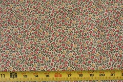 By 1/2 Yd, Vintage, Red Gold Green Calico Quilt Cotton, Classic Cottons, B1638