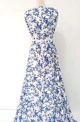 55” Wide By Yard China Ethnic Blue White Fabric Viscose Material For Dress