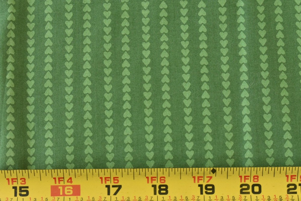 By 1/2 Yd, Green Heart-Stripes on Green Quilt Cotton, Avlyn/Smith/Milligan,P4474