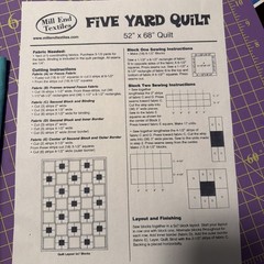 5 Yard Quilt Kit Solid Blue 1 Yard Pieces Cotton Fabric Connecting Threads