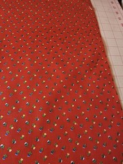 Vintage 1940’s-60’s Green Pink Blue Calico on Red 27″ L x 36″ W Cotton Fabric