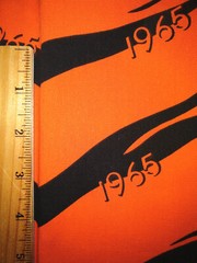 1 3/4 YARDS x 58″ Vintage Fabric TIGER STRIPES Class of 1965 – Orange/Black