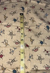 VTG Novelty Folk Art Kokopelli Figures Tossed on Beige Remnant 19″x14″ +