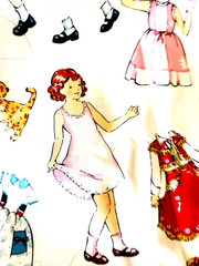 Alexander Henry Fabric Sage Glenn Paper Dolls 2003 white 2 Yards +, unwashed