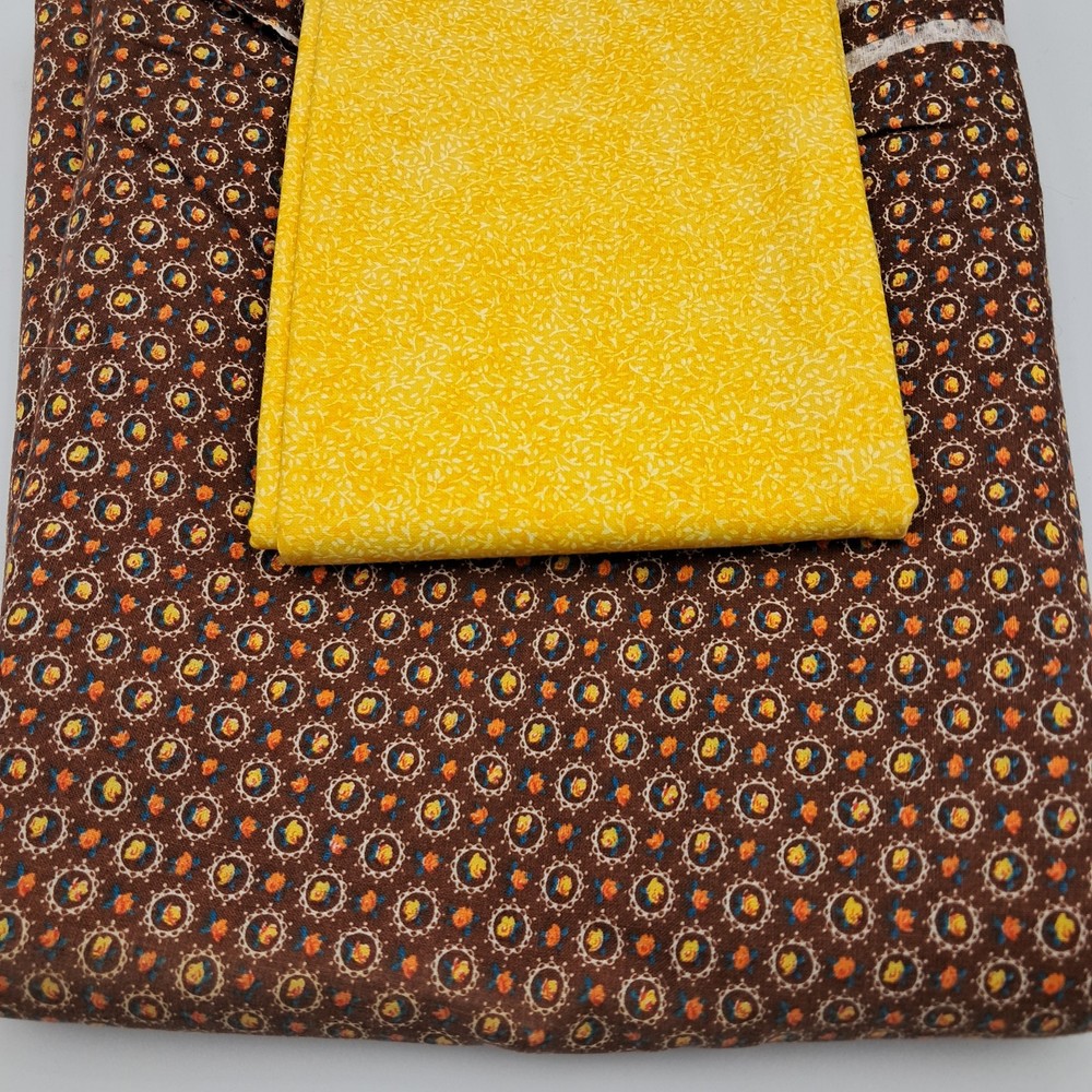 2.5 Yd Quilt Cotton Sewing Fabric Unbranded Brown Calico & Yellow Ditsy Floral