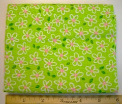 Joann Fabrics White Flowers With Pink on Green Seersucker Fat Quarter