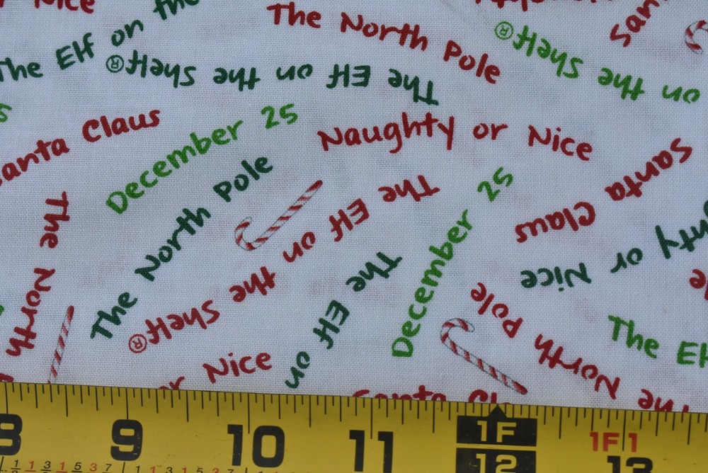 By 1/2 Yd, Red & Green Christmas Phrases on White, Quilting Treasures, P6850